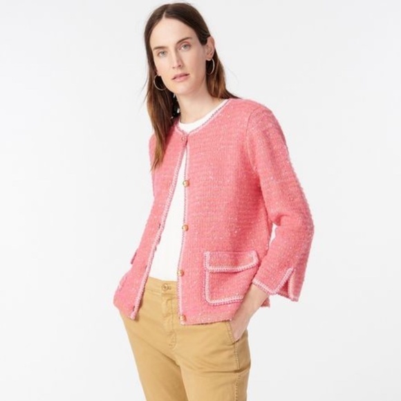 J. Crew Crochet Trim Sweater Jacket - Picture 1 of 11